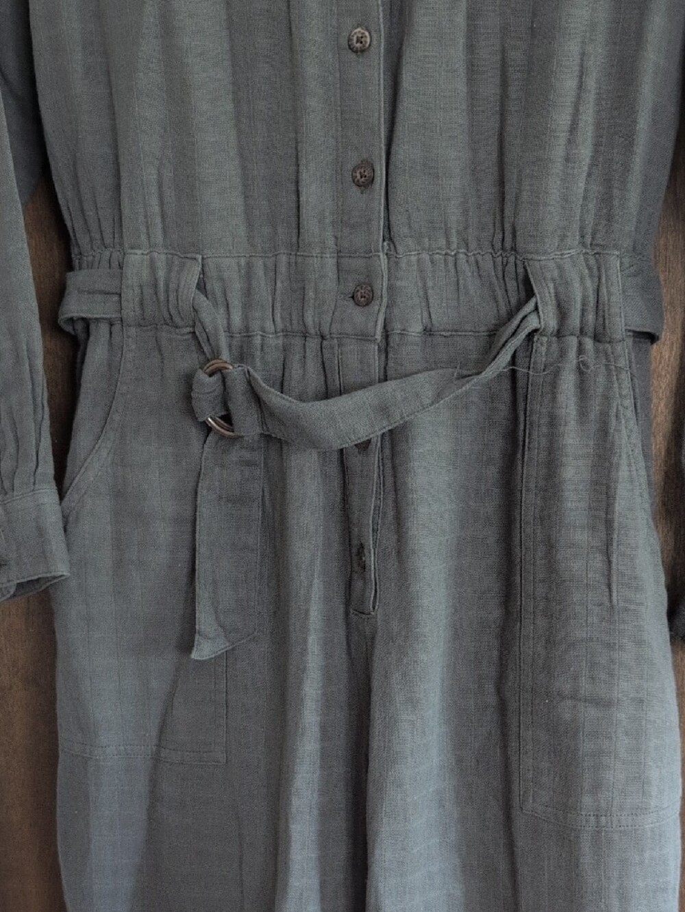 Toad&Co Olive Green Long-Sleeve Button Jumpsuit - Picture 4 of 7